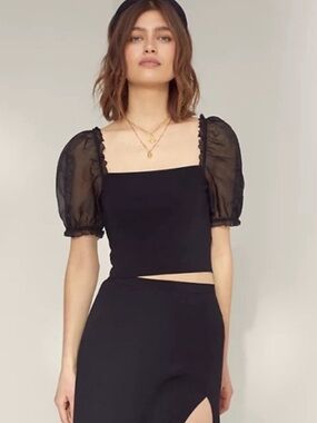 Aritzia | Wilfred Sheer Puff Sleeve Top Size Small
